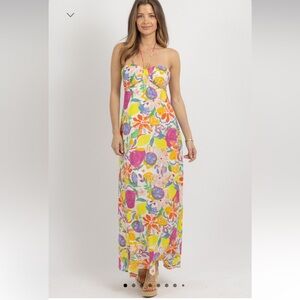 Bright Fleur Halter Dress